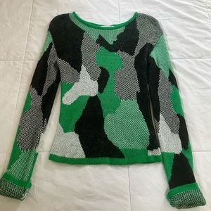 BB Dakota | Blending Abstract Camo Sweater | Bright Green